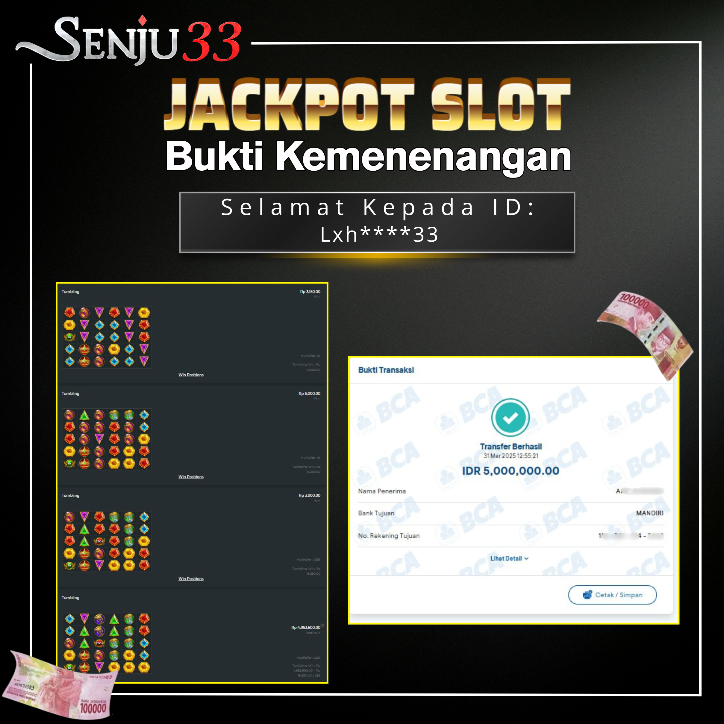 🎰 SENJU33 JACKPOT SLOT Rp. 5.000.000 LUNAS 🎉